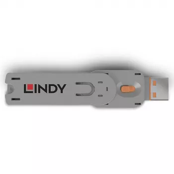 Lindy USB Type A Port Blocker Key, Orange, Port blocker key, USB Type-A, Orange, Acrylonitrile butadiene styrene (ABS), 1 pc(s), Polybag