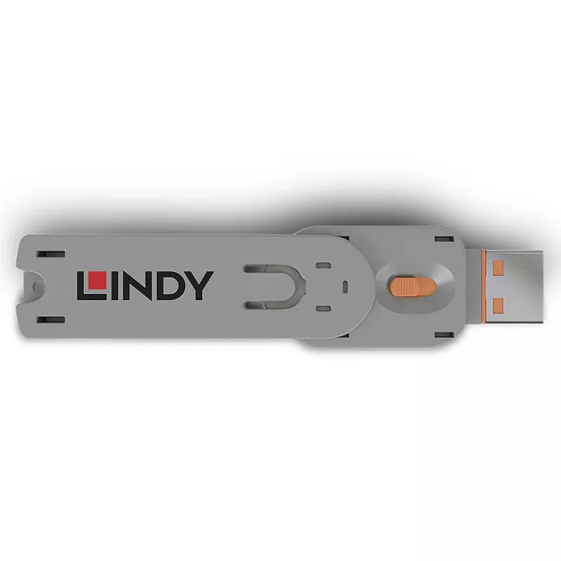 Lindy USB Type A Port Blocker Key, Orange, Port blocker key, USB Type-A, Orange, Acrylonitrile butadiene styrene (ABS), 1 pc(s), Polybag