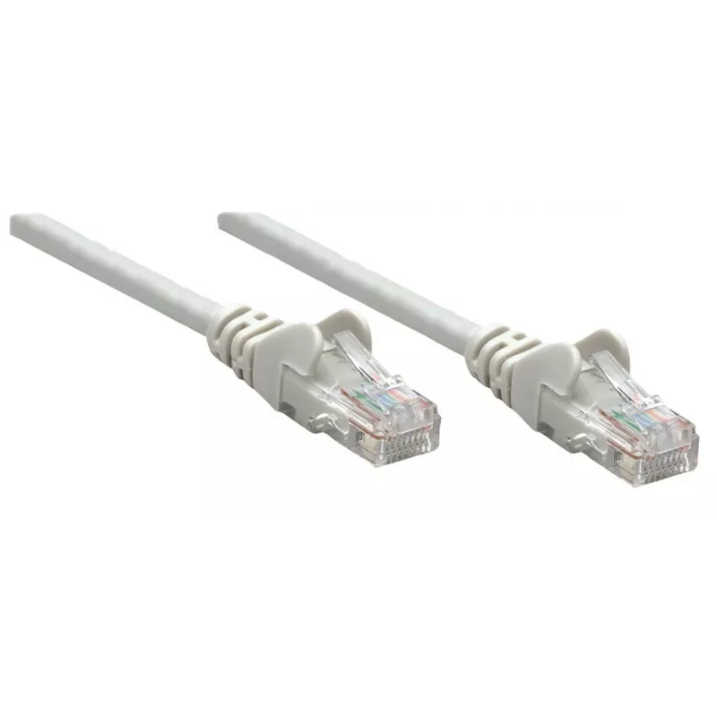 Intellinet Network Patch Cable, Cat5e, 0.25m, Grey, CCA, U/UTP, PVC, RJ45, Gold Plated Contacts, Snagless, Booted, Lifetime Warranty