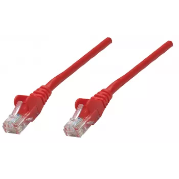 Intellinet Network Patch Cable, Cat5e, 0.25m, Red, CCA, U/UTP, PVC, RJ45, Gold Plated Contacts, Snagless, Booted, Lifetime Warranty