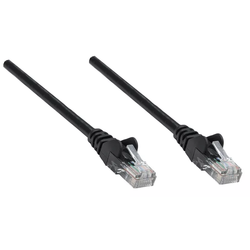 Intellinet Network Patch Cable, Cat5e, 1.5m, Black, CCA, SF/UTP, PVC, RJ45, Gold Plated Contacts, Snagless, Booted, Lifetime Warranty, Polybag