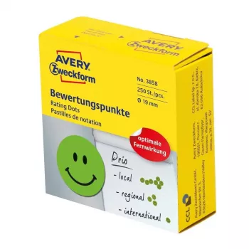 Self-adhesive circle labels Avery Zweckform 3858, green, permanent adhesive, 1.9 cm Ø, 250 pcs