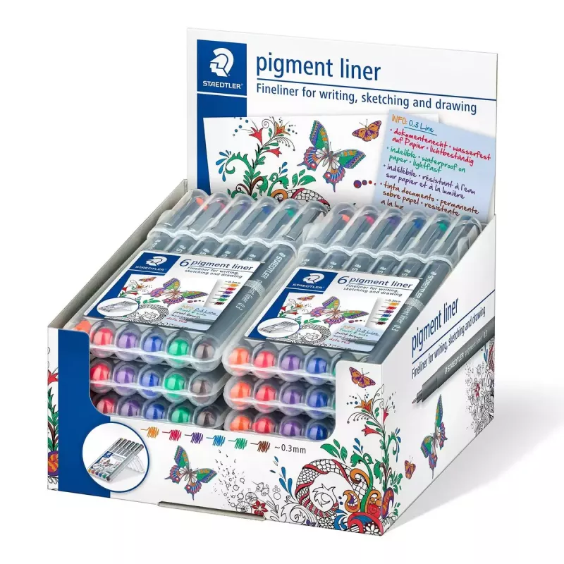 Fineliner Staedtler Pigment Liner 30803-SSB6 Blue Brown Green Orange Red Violet