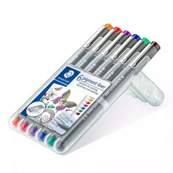 Fineliner Staedtler Pigment Liner 30803-SSB6 Blue Brown Green Orange Red Violet