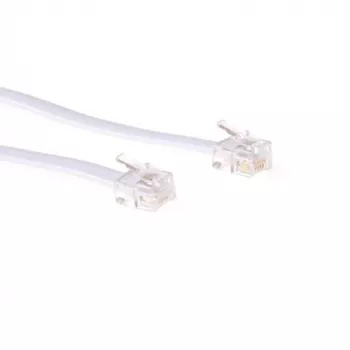Flat telephone cable ACT White 10 meter RJ12 connectors TD5610
