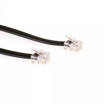 ACT Black 5 meter flat telephone cable with RJ12 connectors, 5 m, RJ-12, RJ-12, Male, Male, Black