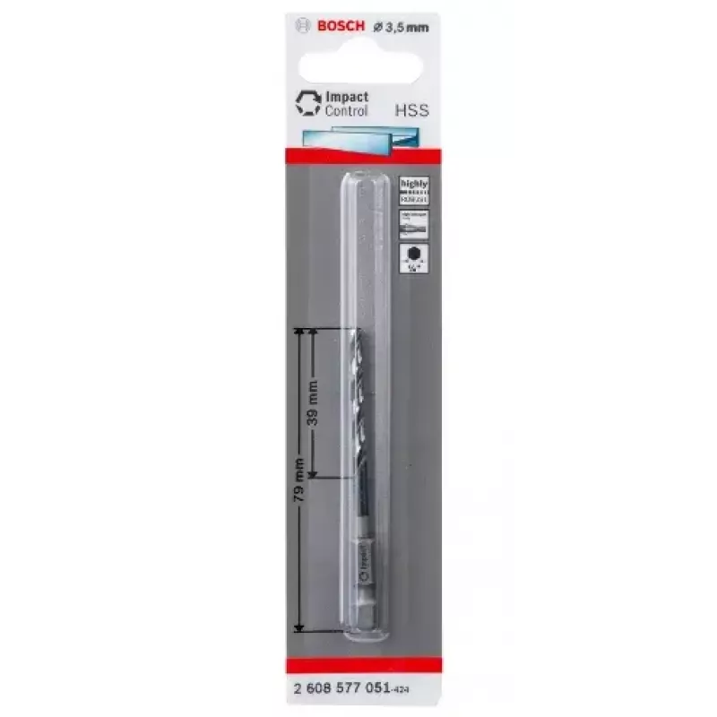 Bosch 2608577051 metal twist drill bit 3.5 mm, 79 mm total length