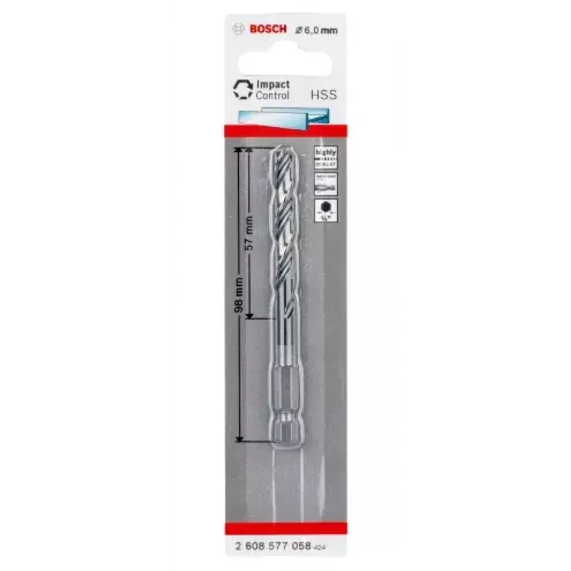 Bosch 2608577058 metal twist drill bit 6 mm, 98 mm total length