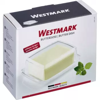 Butter dish Westmark 20852260, rectangular glass, 143×118×55 mm, transparent
