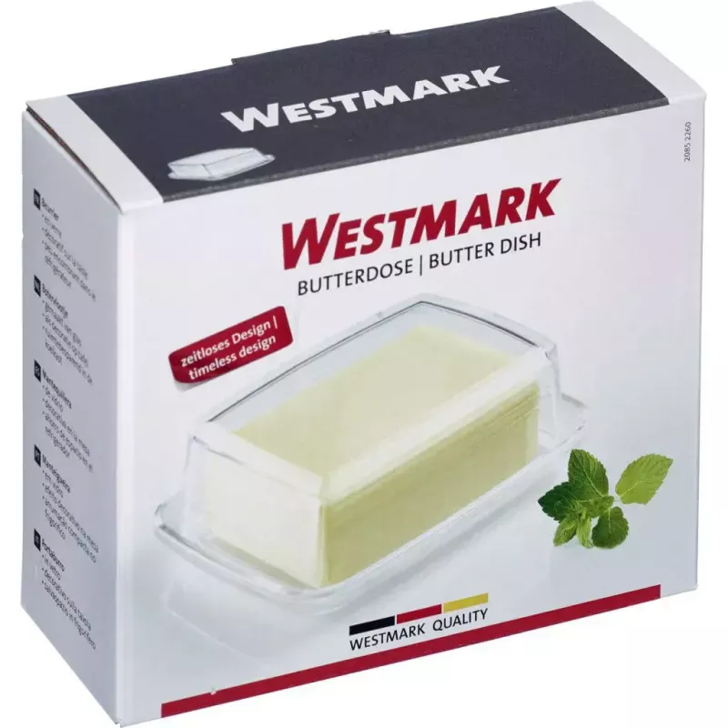 Butter dish Westmark 20852260, rectangular glass, 143×118×55 mm, transparent