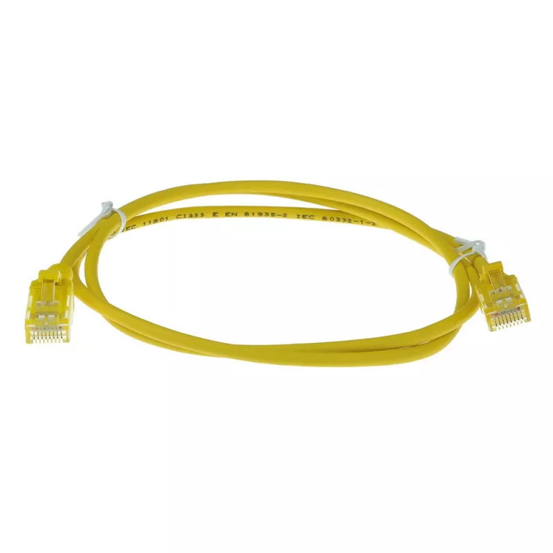 ACT Yellow 10 meter LSZH U/UTP CAT6 datacenter slimline patch cable snagless with RJ45 connectors