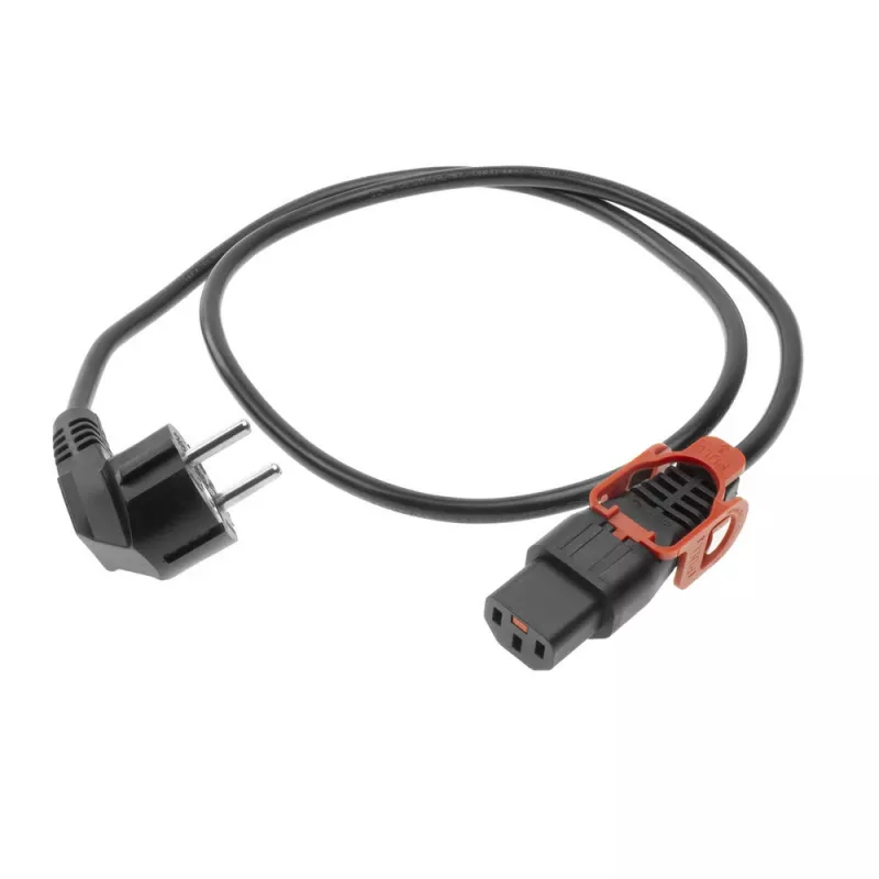 ACT Powercord CEE 7/7 male (angled) - C13 IEC Lock+ black 1 m, EL341S