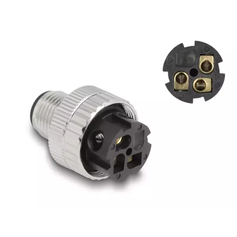 DeLOCK M12 Connector A-coded 3 pin male 90° angled metal
