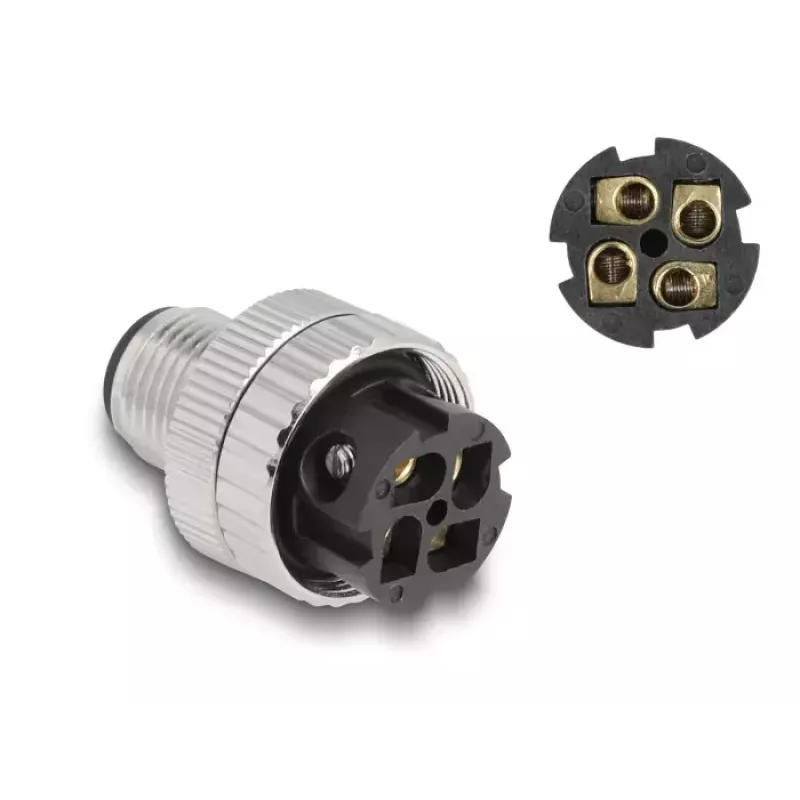 DeLOCK M12 Connector A-coded 4 pin male 90° angled metal