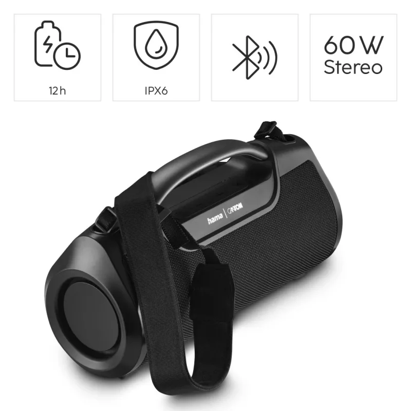Hama Mate Pro Stereo portable speaker Black 60 W