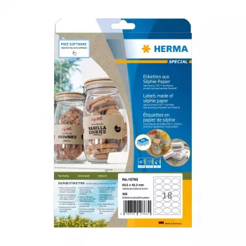 Self-adhesive label HERMA 10763 Permanent Brown 360 pcs Ellipse 63.5x42.3mm