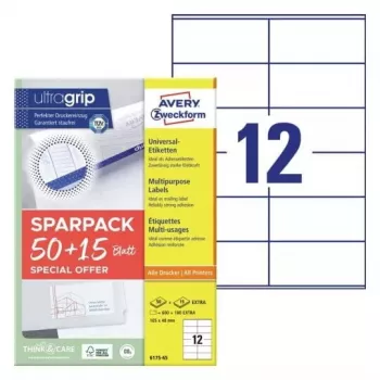 Self-adhesive label Avery 6175-65 Rectangle Permanent White 780 pcs