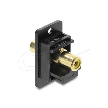 Keystone module DELOCK 91113 with RCA to RCA connectors, flat construction, black/yellow