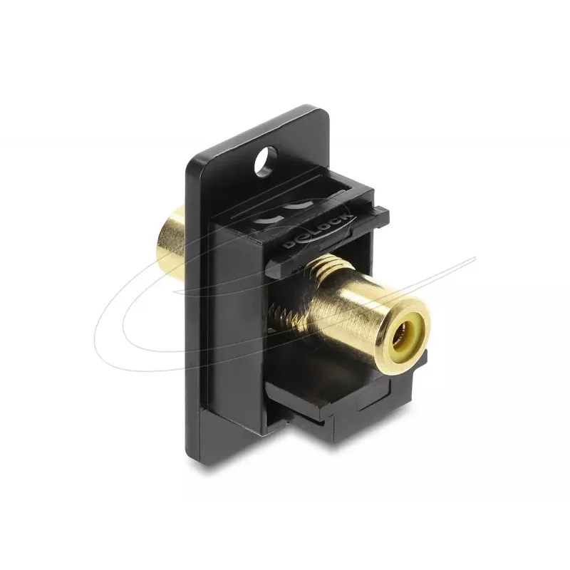 Keystone module DELOCK 91113 with RCA to RCA connectors, flat construction, black/yellow