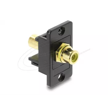 Keystone module DELOCK 91113 with RCA to RCA connectors, flat construction, black/yellow
