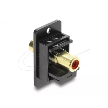Keystone module DELOCK 91114 — RCA to RCA, flat construction, black/red