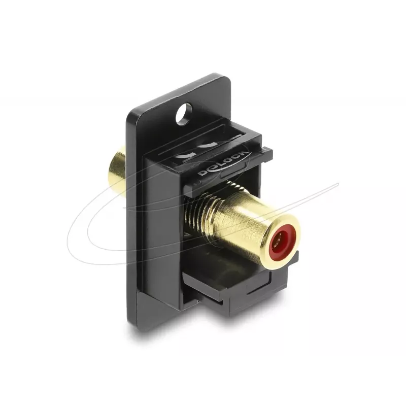 Keystone module DELOCK 91114 — RCA to RCA, flat construction, black/red
