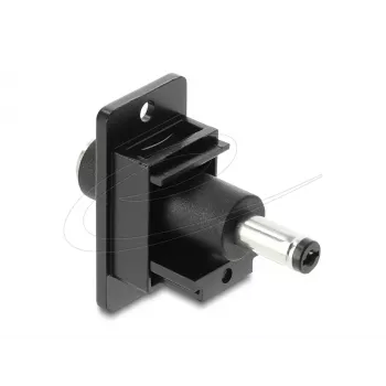 Keystone module DELOCK 91121 — flat DC jack 5.5 x 2.5 mm, black, 19.1×42.3×35.5 mm