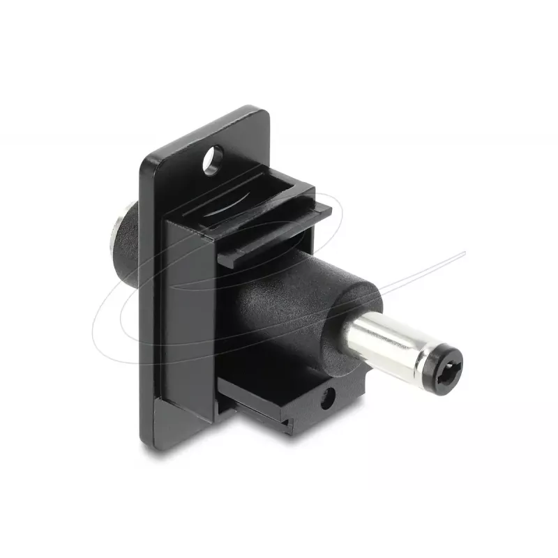 Keystone module DELOCK 91121 — flat DC jack 5.5 x 2.5 mm, black, 19.1×42.3×35.5 mm