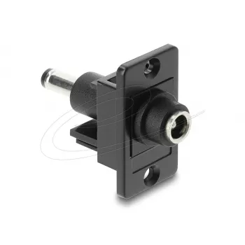 Keystone module DELOCK 91121 — flat DC jack 5.5 x 2.5 mm, black, 19.1×42.3×35.5 mm