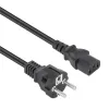 Manhattan Mains Power Cord/Cable, Euro 2-pin plug (CEE 7/4 Schuko) to C13 Female (kettle lead), 5m, 10A, Black, Lifetime Warranty