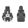 Manhattan Mains Power Cord/Cable, Euro 2-pin plug (CEE 7/4 Schuko) to C13 Female (kettle lead), 5m, 10A, Black, Lifetime Warranty