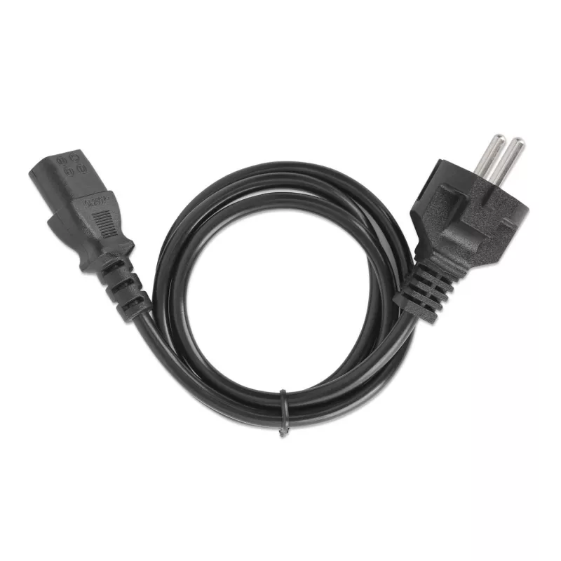 Manhattan Mains Power Cord/Cable, Euro 2-pin plug (CEE 7/4 Schuko) to C13 Female (kettle lead), 5m, 10A, Black, Lifetime Warranty