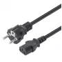 Manhattan Mains Power Cord/Cable, Euro 2-pin plug (CEE 7/4 Schuko) to C13 Female (kettle lead), 3m, 10A, Black, Lifetime Warranty
