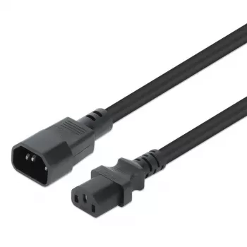 Manhattan Power Cord/Cable, C14 Male to C13 Female (kettle lead), Monitor to CPU, 5m, 10A, Black, Lead, Lifetime Warranty