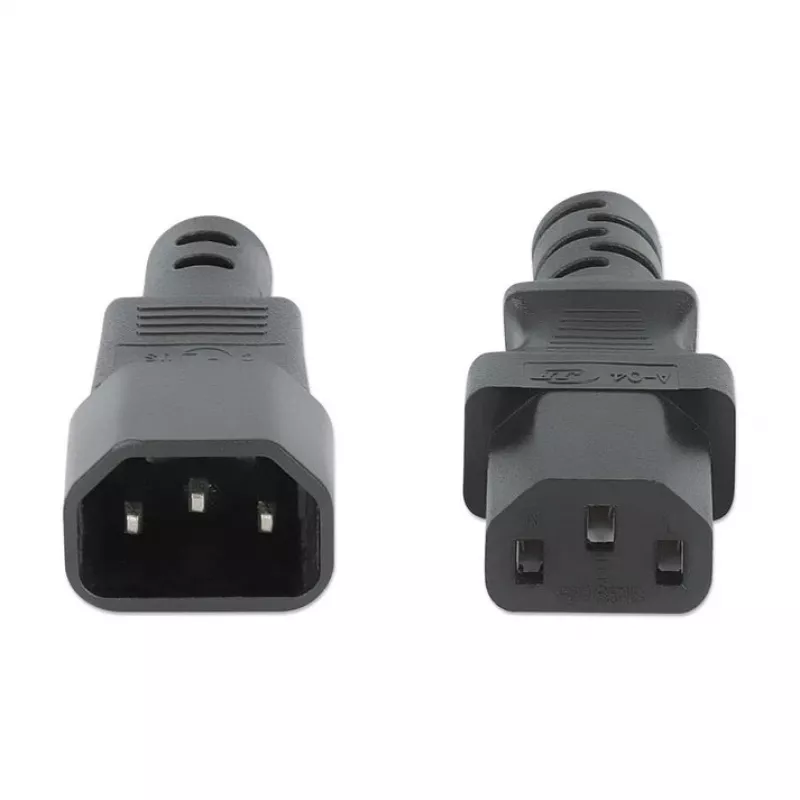 Manhattan Power Cord/Cable, C14 Male to C13 Female (kettle lead), Monitor to CPU, 5m, 10A, Black, Lead, Lifetime Warranty