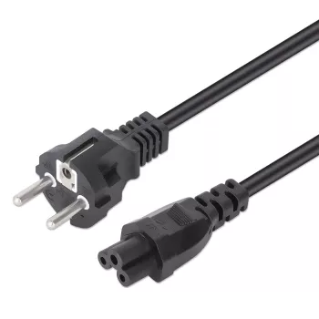 Manhattan Mains Power Cord/Cable, Euro 2-pin (CEE 7/4 Schuko) plug to C5 Female (cloverleaf/triangular), 1m, 2.5A, Lead, Lifetime Warranty