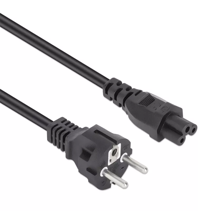 Manhattan Mains Power Cord/Cable, Euro 2-pin (CEE 7/4 Schuko) plug to C5 Female (cloverleaf/triangular), 3m, 2.5A, Lead, Lifetime Warranty