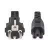 Manhattan Mains Power Cord/Cable, Euro 2-pin (CEE 7/4 Schuko) plug to C5 Female (cloverleaf/triangular), 3m, 2.5A, Lead, Lifetime Warranty