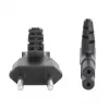 Manhattan Mains Power Cord/Cable (Right Angled), Euro 2-pin (CEE 7/16 Euro 8) plug to C7 Female (figure of eight), 2m, 2.3A, Black, Lead, Lifetime Warranty
