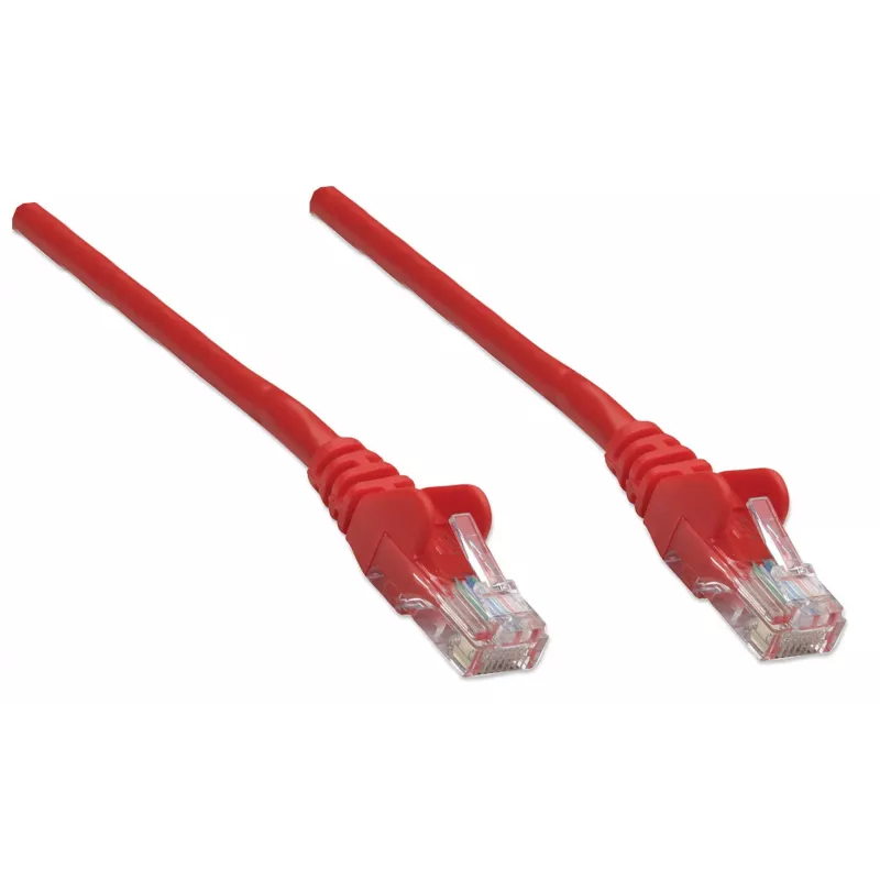 Intellinet Network Patch Cable, Cat5e, 15m, Red, CCA, U/UTP, PVC, RJ45, Gold Plated Contacts, Snagless, Booted, Lifetime Warranty