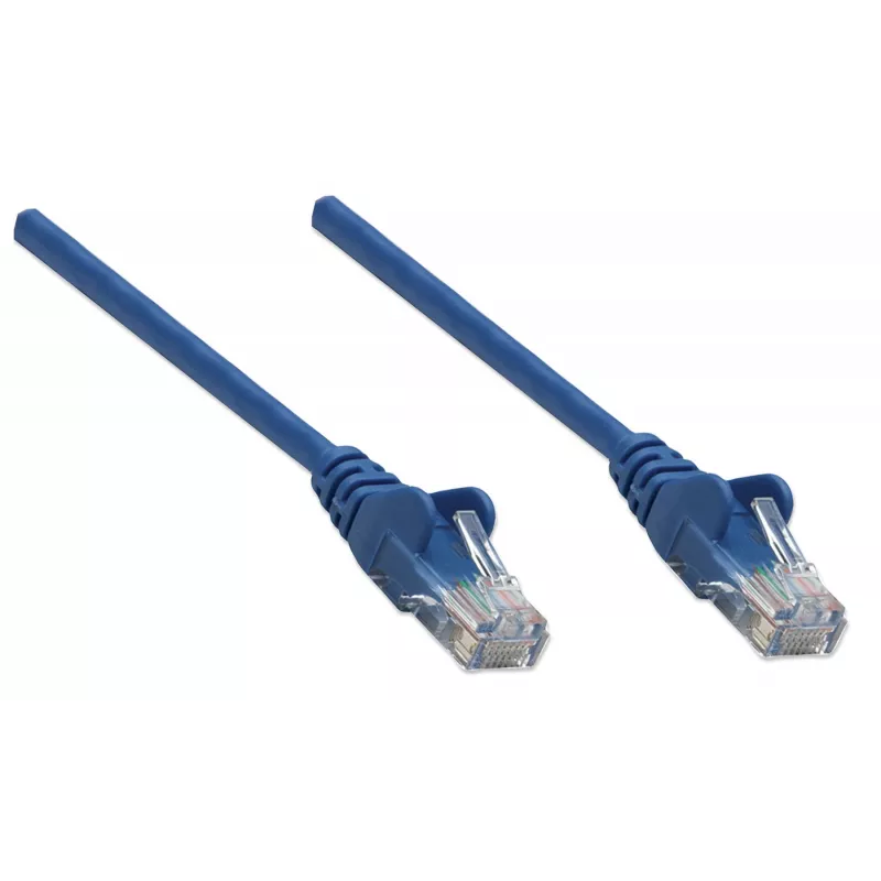Intellinet Network Patch Cable, Cat5e, 10m, Blue, CCA, U/UTP, PVC, RJ45, Gold Plated Contacts, Snagless, Booted, Lifetime Warranty