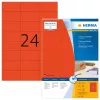 Labels HERMA Coloured A4 70x37 mm red paper matt 2400 pcs