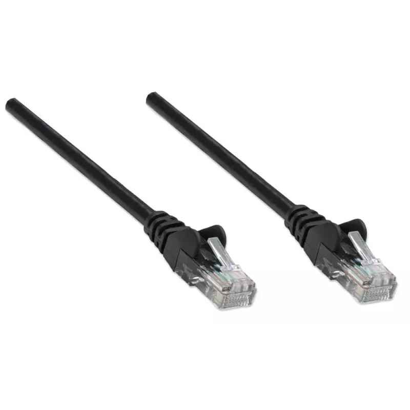 Intellinet Network Patch Cable, Cat5e, 0.5m, Black, CCA, U/UTP, PVC, RJ45, Gold Plated Contacts, Snagless, Booted, Lifetime Warranty