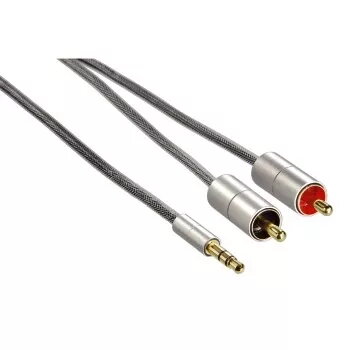 Audio Cable Hama 00080864 1m 3.5mm to 2 x RCA Silver