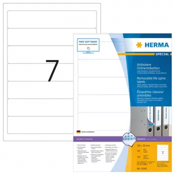 Removable file labels HERMA A4 192x38 mm white 700 pcs