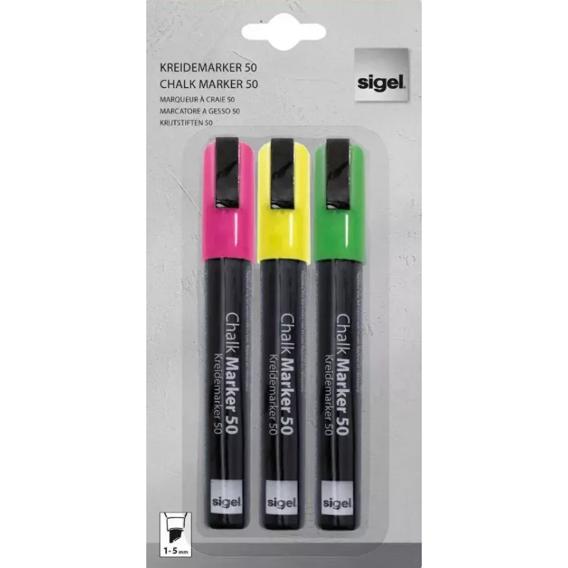 Marker Sigel GL182 Chisel tip Green Pink Yellow