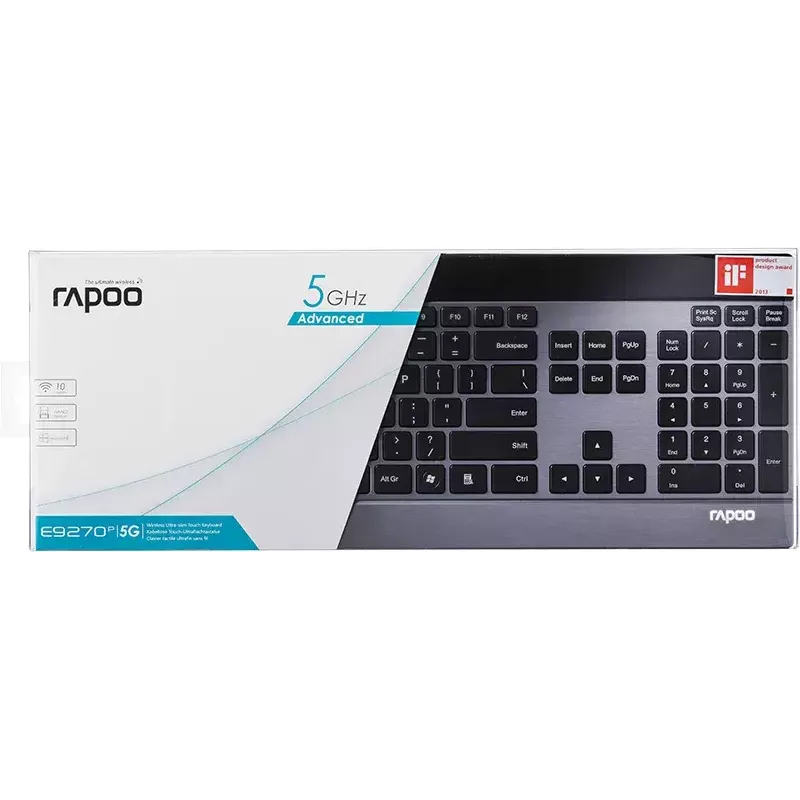 Keyboard Rapoo E9270P RF Wireless QWERTZ German Black Silver