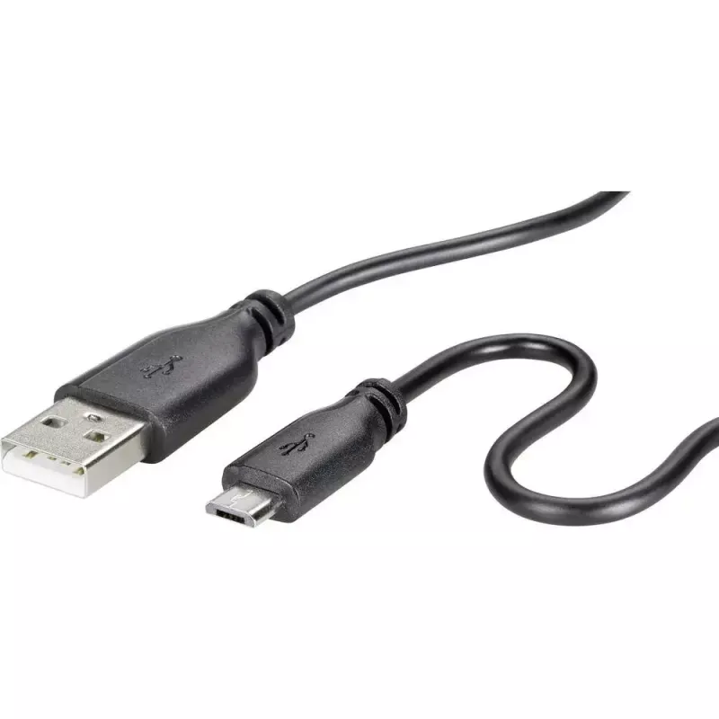 USB 2.0 data cable Renkforce RF-4032111, USB A to Micro-USB B, 1 m, black