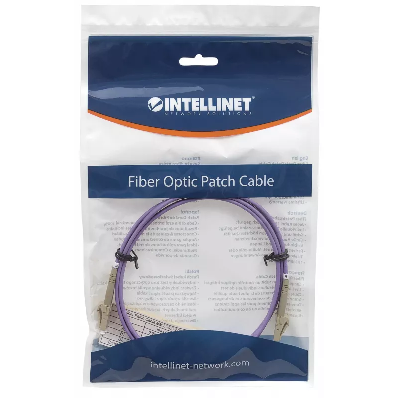Intellinet Fiber Optic Patch Cable, OM4, LC/LC, 5m, Violet, Duplex, Multimode, 50/125 µm, LSZH, Fibre, Lifetime Warranty