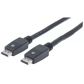 Manhattan DisplayPort 1.1 Cable, 4K@60Hz, 10m, Male to Male, With Latches, Fully Shielded, Black, Lifetime Warranty